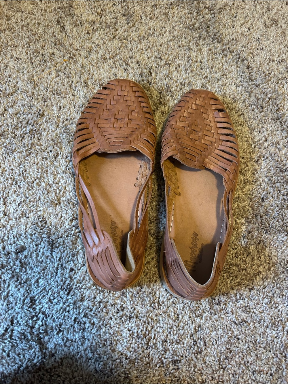 Woven Leather Espadrille Flats in Brown - Women's Comfort Slip-Ons